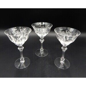 Tiffin-Franciscan Persian Pheasant 6.5" Tall Champagne Sherbert Glasses Set/3